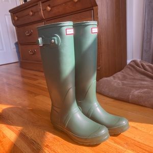 Hunter Womens Original Tall Rain Boots in Green